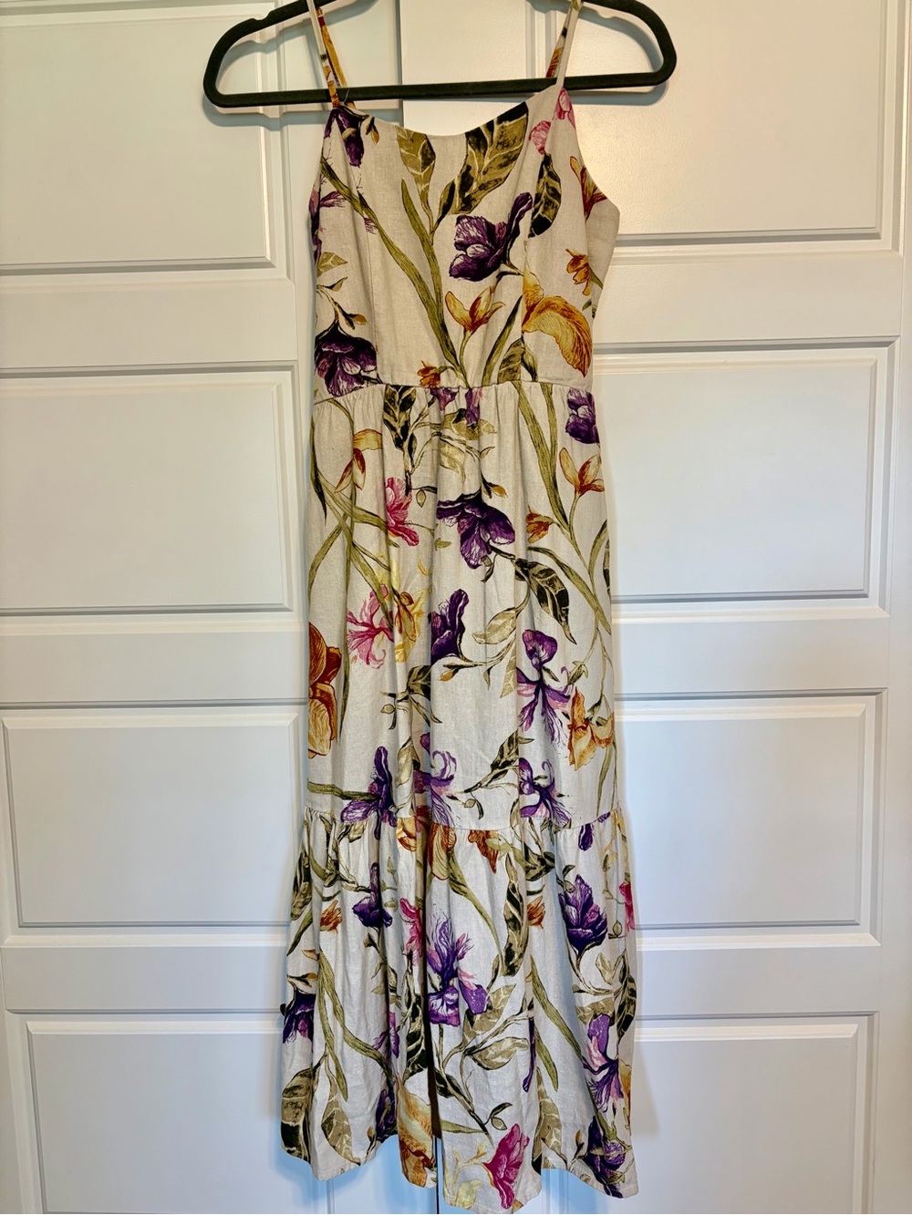 Joie Floral Linen-Blend Spaghetti Strap Dress - Size Small